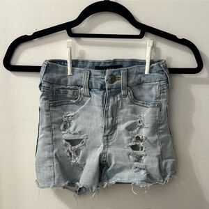 Aero 000 3” Light Blue Distressed Denim Shorts
